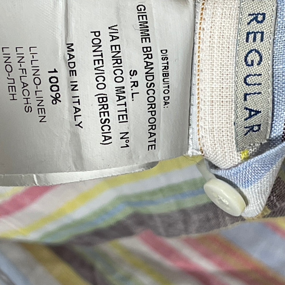 Guglielminotti Milano Mens 100% Linen Multi Color Striped Shirt Made in Italy 44 - Picture 5 of 10